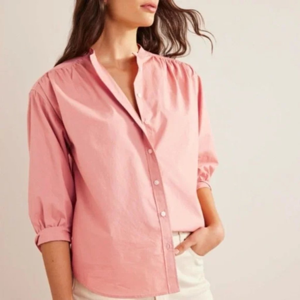 Boden Peach Cotton Button Up Top